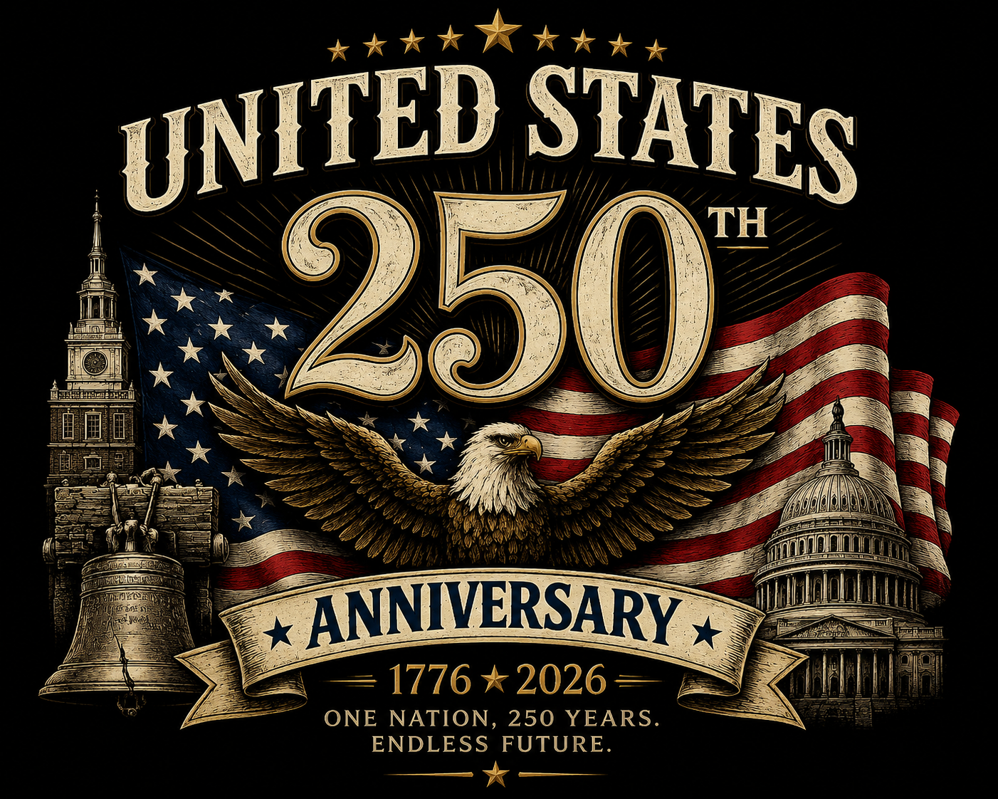250th Anniversary of American Independence T-Shirt – Patriotic USA 1776–2026 Tee