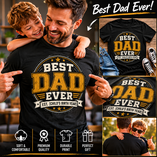 Best Dad Ever – Personalized Vintage Father’s Day T-Shirt